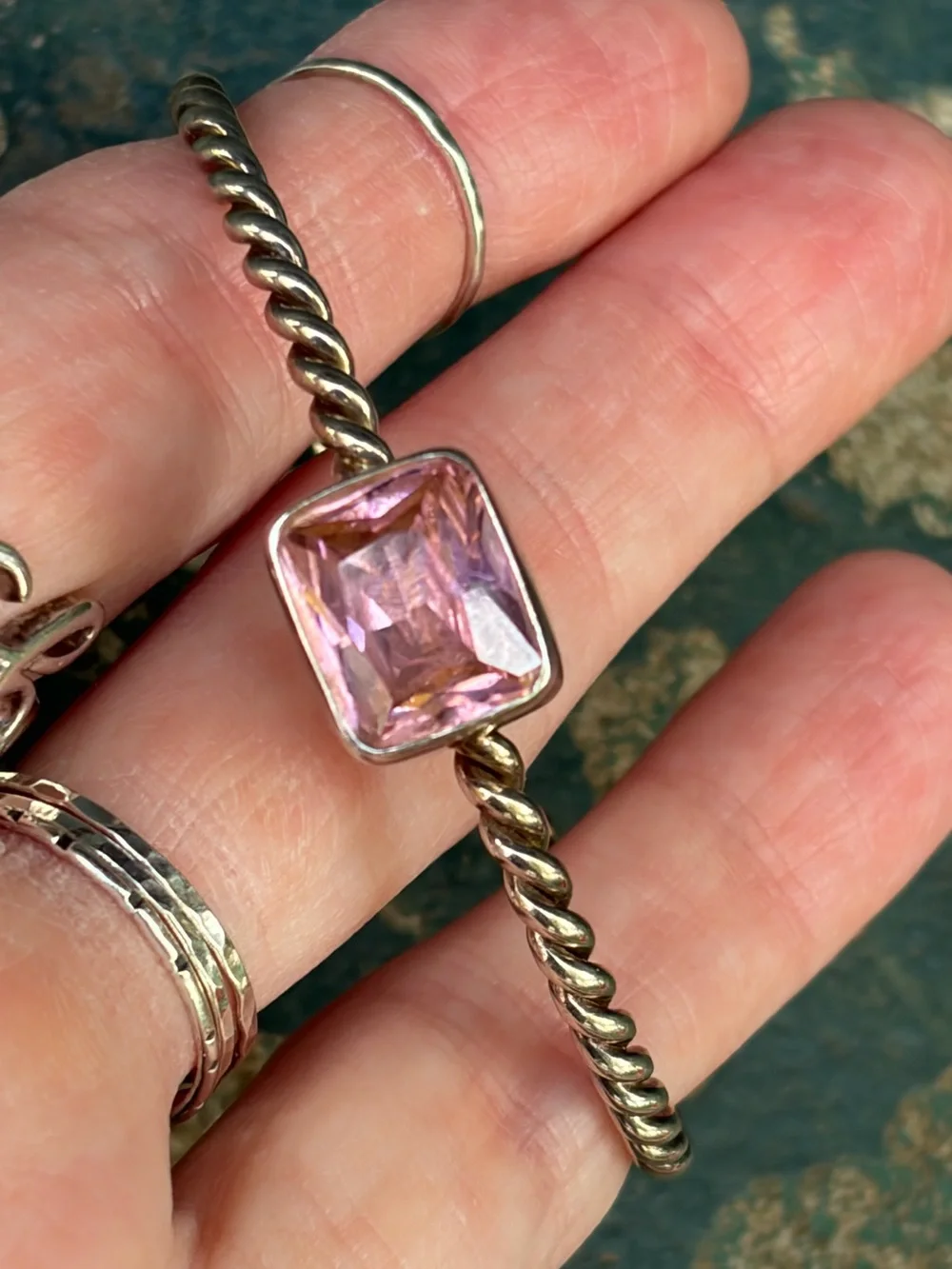 Artisan Charles Albert Sterling Silver Twisted Cable Cuff With PinkSapphire?